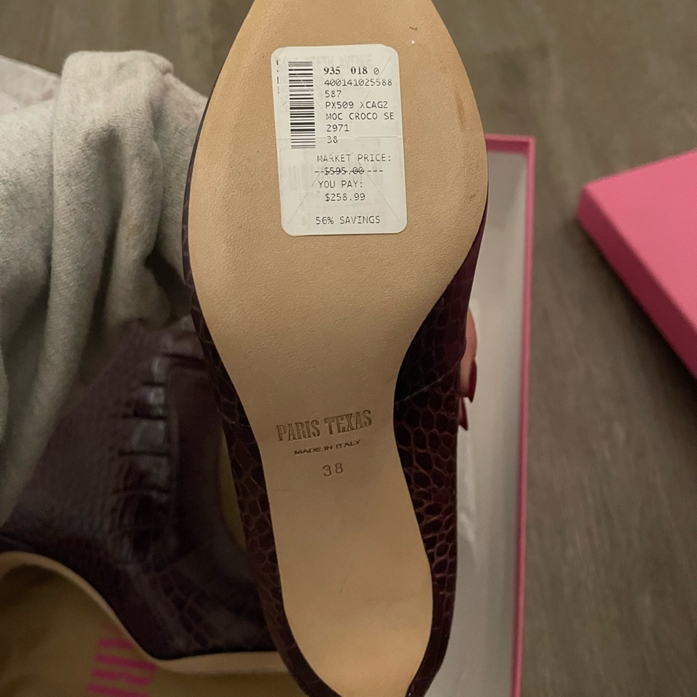 Paris Texas Burgundy Croc-Embossed Ankle Boots - Picture 2 of 5
